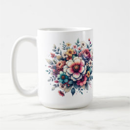 Taza De Café Flor Bouquet acuarela personalizada