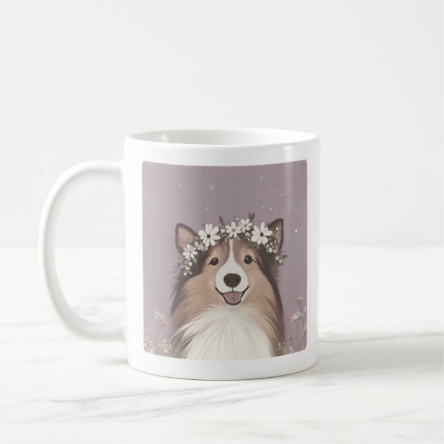 Taza De Café Flor Crown Sheltie mug (Izquierda)