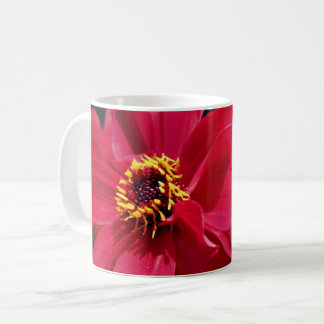 Taza De Café Flor Dahlia roja personalizada