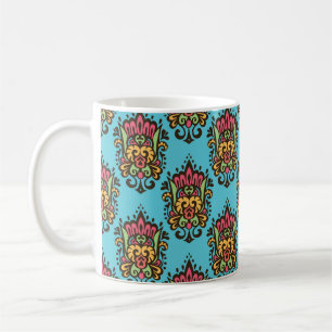 Taza De Café Flor Damask de lujo sin fisuras. Vinta floral