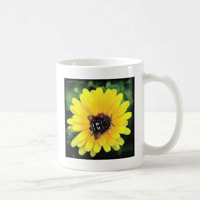 Taza De Café Flor de abeja y amarillo (Derecha)