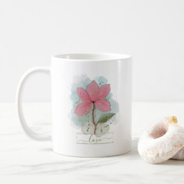 Taza De Café Flor de acuarela rosa Amor