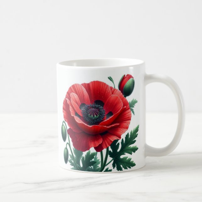 Taza De Café Flor de adormidera roja (Derecha)