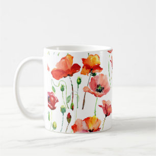 Taza De Café Flor De Adormidera: Sencillo Fondo Sin Marea.