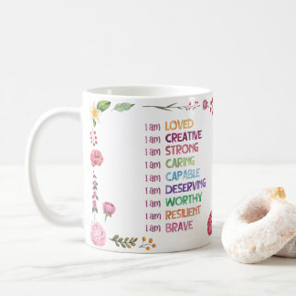 Taza De Café Flor de Afirmación Positiva Estilo