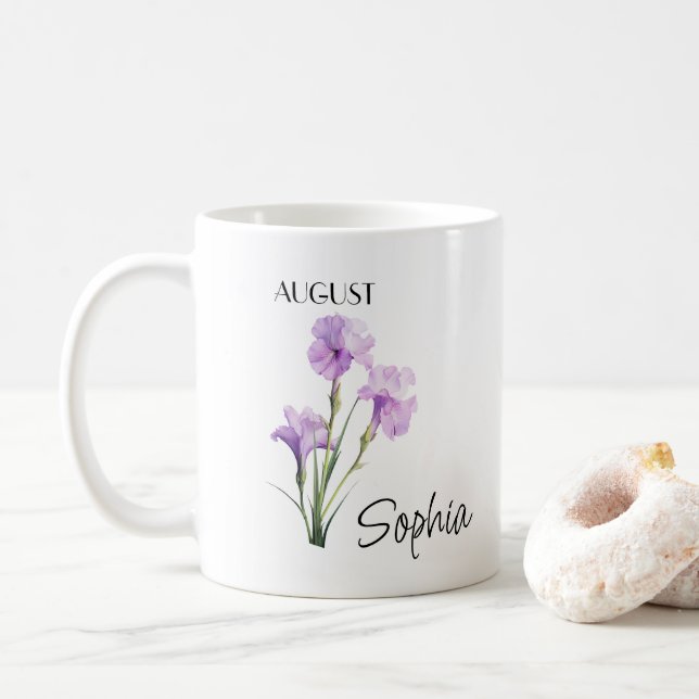 Taza De Café Flor de agosto personalizada (Con donut)