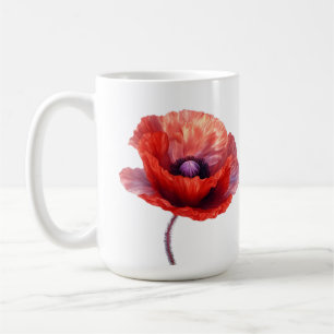Taza De Café Flor de amapola roja simple