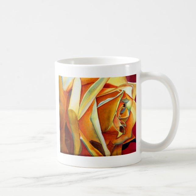 Taza De Café Flor de arte acuático original de la rosa amarilla (Derecha)
