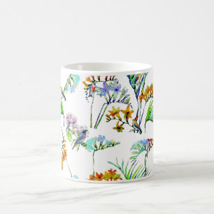 Taza De Café Flor de aves de flora tropical