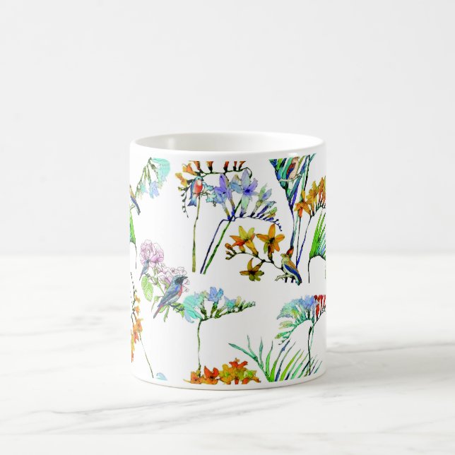 Taza De Café Flor de aves de flora tropical (Centro)