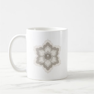 Taza De Café Flor de Baoxiang china en beige minimalista y taup