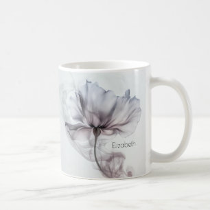 Taza De Café Flor de bruma transparente malva   Monograma de no