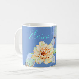 Taza De Café Flor de cactus flor del desierto acuarela púrpura