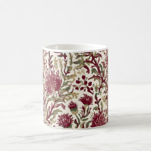 Taza De Café Flor de cardo William Morris burdeos intenso