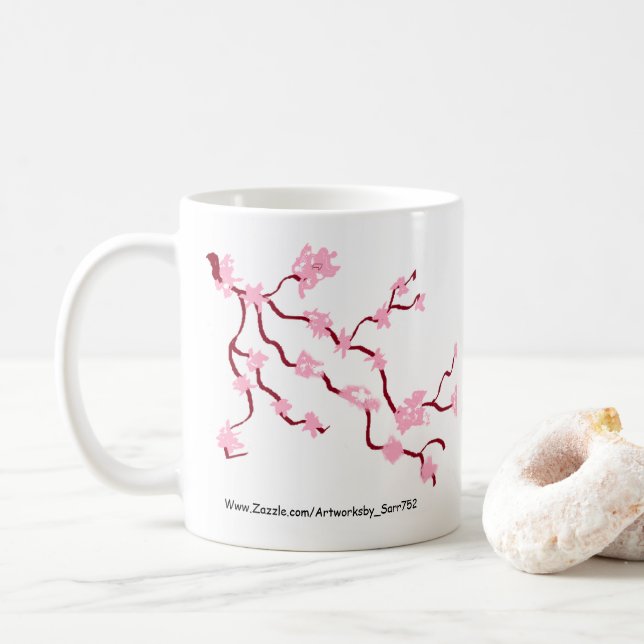 Taza De Café Flor de cerezo rosa japonesa (Con donut)