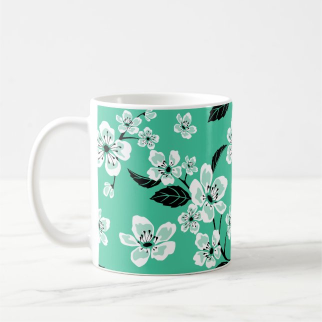 TAZA DE CAFÉ FLOR DE CEREZO - SAKURA (MENTA) (Izquierda)