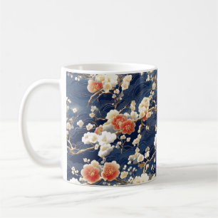 Taza De Café Flor de ciruelas rojas y blancas