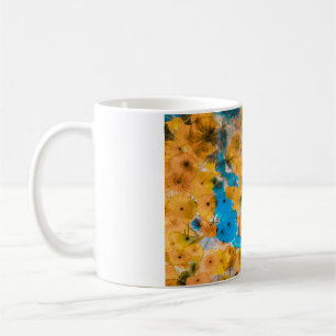 Taza De Café Flor de color amarillo y azul