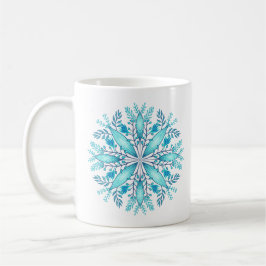 Taza De Café Flor de copo de nieve azul turquesa