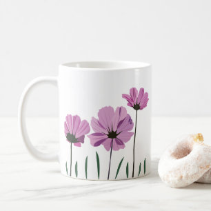 Taza De Café Flor de Cosmos Flor Púrpura Flor Rosa