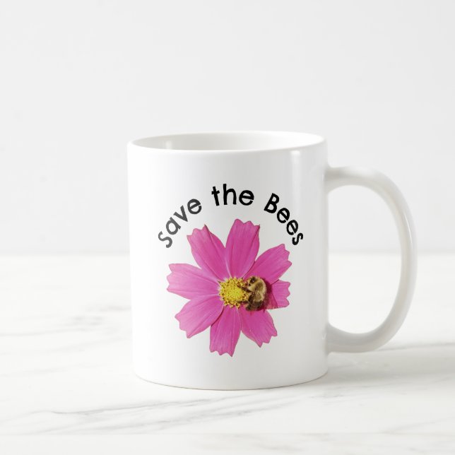Taza De Café Flor de Cosmos rosa Vivid Save the Bees (Derecha)