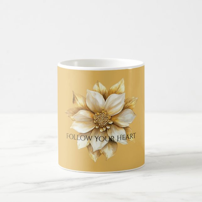 Taza De Café Flor de crema dorada (Centro)