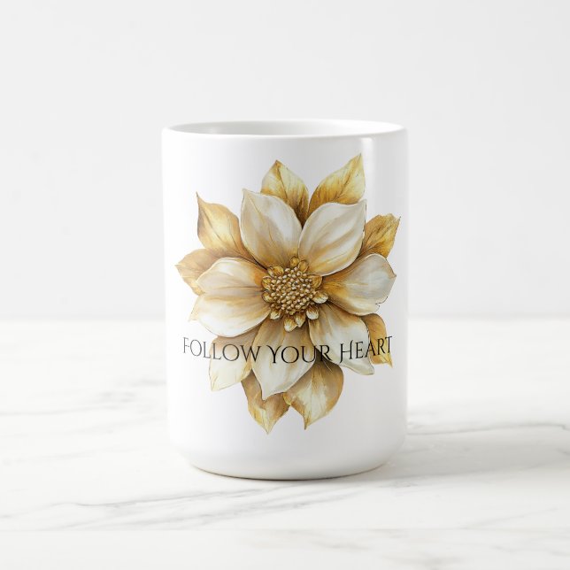 Taza De Café Flor de crema dorada (Centro)