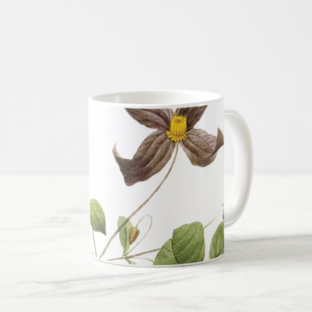 Taza De Café Flor de cuero italiano (Clematis) de Redouté (Anverso derecho)