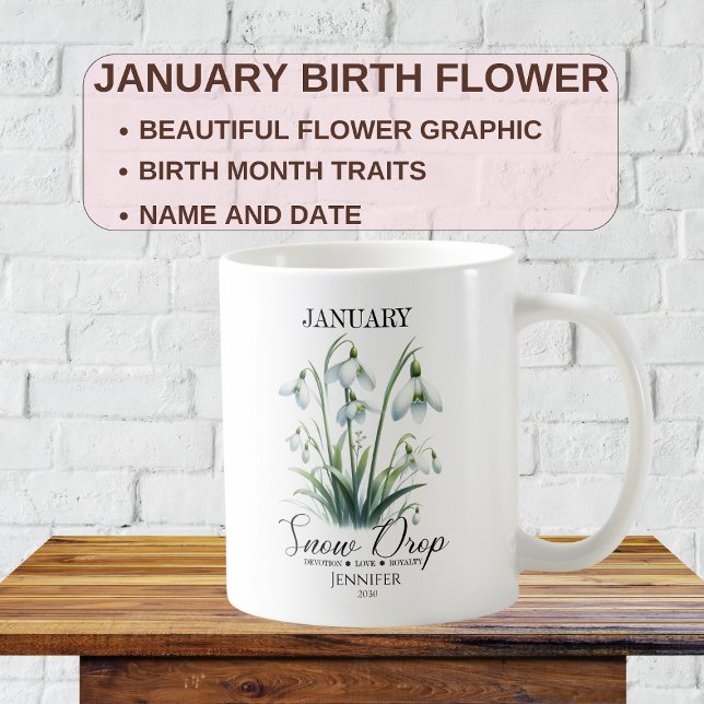 Taza De Café Flor de Cumpleaños de Enero Personalizable Gota de (Subido por el creador)