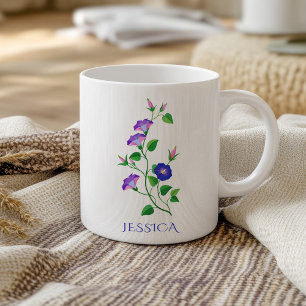 Taza De Café Flor de cumpleaños de septiembre Morning Glory Púr