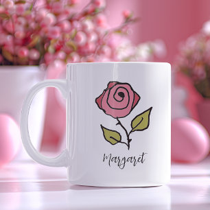 Taza De Café Flor de cumpleaños Noche Rojo de Junio Flor Única