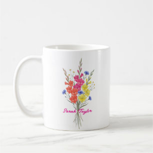 Taza De Café Flor de Cumpleaños Personalizada Gladiolo Personal