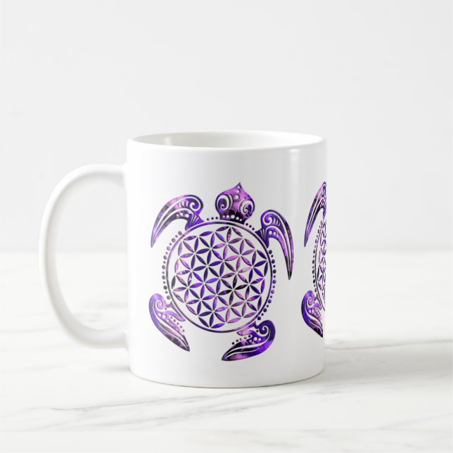 Taza De Café Flor de DES Lebens - púrpura de la vida/de Blume (Izquierda)