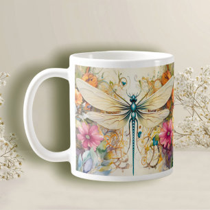 Taza De Café Flor De Dragón Y Flores Silvestres