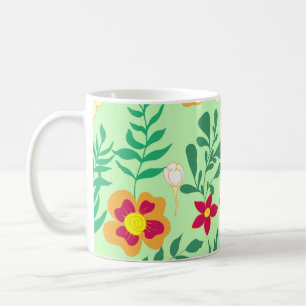 Taza De Café Flor de estampado inmaculado y decoración de hojas