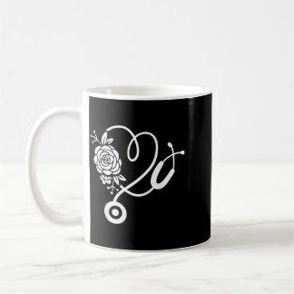 Taza De Café Flor de estetoscopio Doctor Enfermera Rn Pa