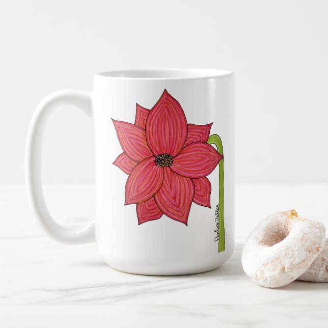 Taza De Café Flor de Estrella Roja (Con donut)