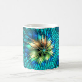 Taza De Café Flor de fantasía luminosa, fragancia abstracta col