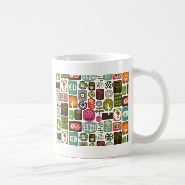 Taza De Café Flor de fruta Guay Cute Girly Retro Floral (Derecha)