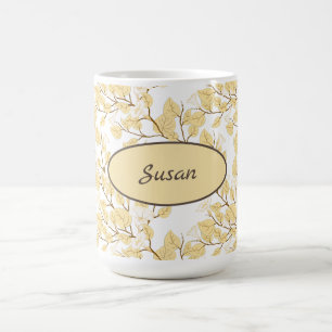 Taza De Café Flor de gloria dorada blanca matutina