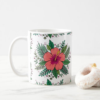 Taza De Café Flor de Hibisco, botánica floral