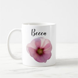 Taza De Café Flor de hollyhock rosa brillante peluca personaliz
