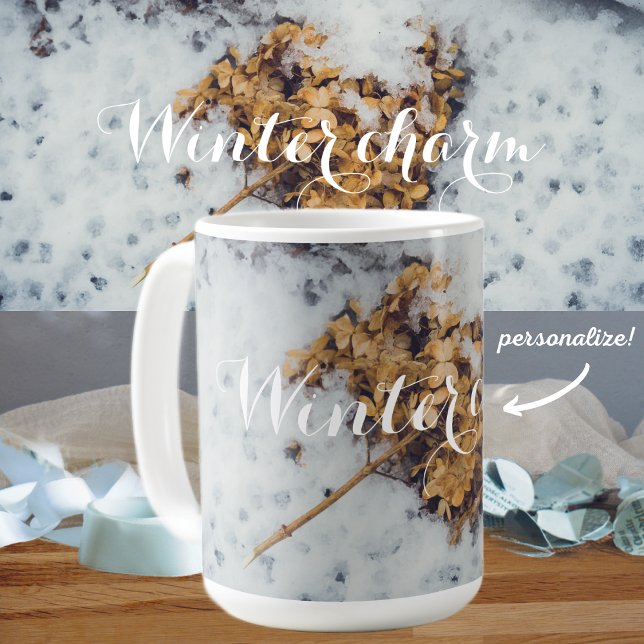 Taza De Café Flor de hortensia en la nieve (Subido por el creador)