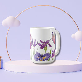Taza De Café Flor de iris acuarela Café Mug