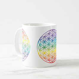 Taza De Café Flor de la vida 7 Chakras Arcoíris