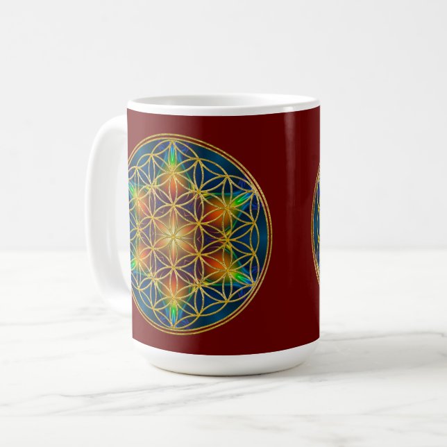 Taza De Café FLOR DE LA VIDA - Flor fractal 1 (Anverso izquierdo)