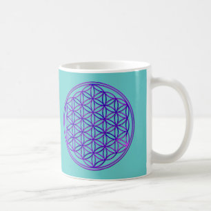 Taza De Café Flor de la vida, Flower Of Life 2x blue/pink