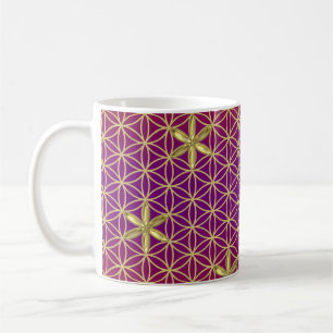 Taza De Café Flor de la Vida - sello patrón continuo - rojo dor