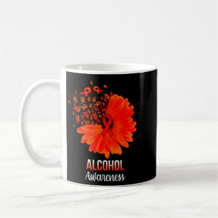 Taza De Café Flor de lazo rojo de concienciación sobre el alcoh