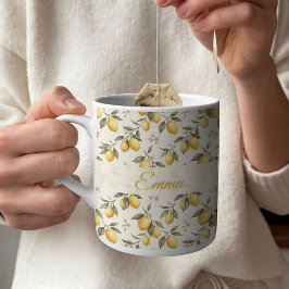 Taza De Café Flor de Limón Vintage – Cítrico Botánico Elegante